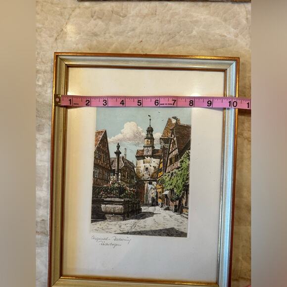 Heiner Krasser Two Original Etchings of Rothenburg Plonlein, Pencil Signed - Picture 5 of 8